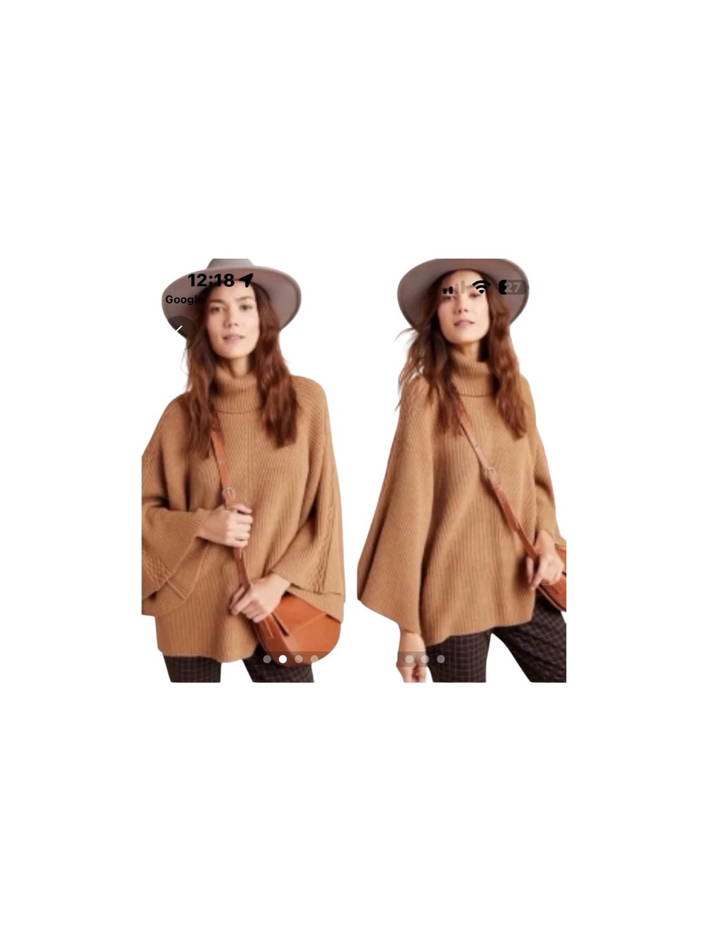 By Anthropology Honey Brown Kali Turtleneck Wide Sleeves Pullover Poncho M/L